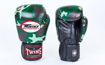 Перчатки боксерские кожаные на липучке TWINS FBGV-JG зеленый камуфляж(Р¤РѕС‚Рѕ 4)