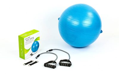 Мяч для фитнеса с эспандерами (фитбол) PS гладкий 65см FI-075T-65 (PVC,1100г,цвета в ассор,ABS-сис)(Фото 1)