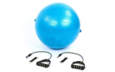 Мяч для фитнеса с эспандерами (фитбол) PS гладкий 65см FI-075T-65 (PVC,1100г,цвета в ассор,ABS-сис)(Р¤РѕС‚Рѕ 2)