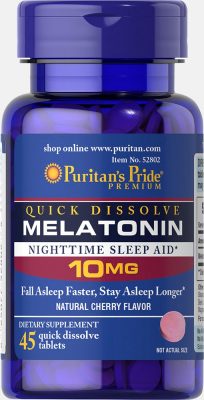Мелатонин витамины Puritan's Pride Melatonin Вишня 10мг.(Фото 1)