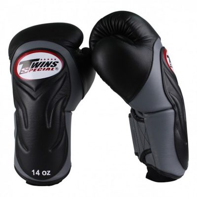 Перчатки боксёрские кожаные на липучке TWINS BGVL-6-BK чёрный/серый(Р¤РѕС‚Рѕ 2)