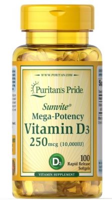 Puritan’s Pride Vitamin D3 250 mcg (10000 IU) (60 капсул)(Р¤РѕС‚Рѕ 1)