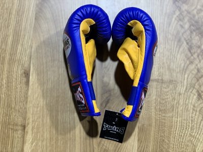 Снарядные перчатки кожаные TWINS TBGL-6F Синий-Желтый(Р¤РѕС‚Рѕ 5)