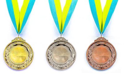 Заготовка для спорт. медали d-6см C-3218 место 1-золото, 2-серебро, 3-бронза (металл, 30g, на ленте)(Фото 1)