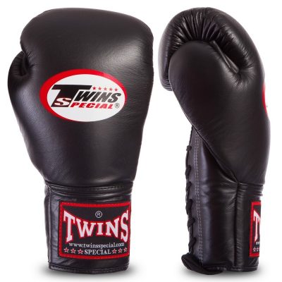 Перчатки боксерские кожаные на шнуровке TWINS BGLL1 Black(Р¤РѕС‚Рѕ 2)