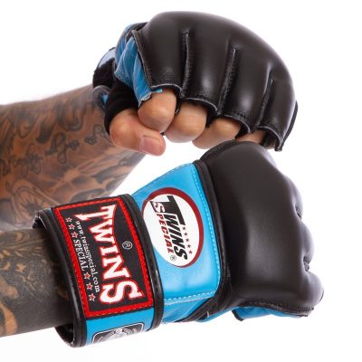Перчатки для смешанных единоборств MMA кожаные TWINS GGL-4-BU (р-р M-XL, разные расцветки)(Р¤РѕС‚Рѕ 2)