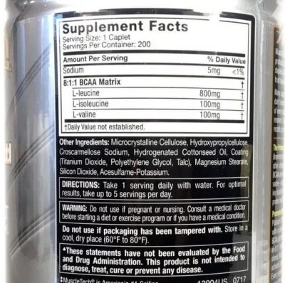 Аминокислоты BCAA Muscletech, Platinum 100% 8:1:1 1000 мг, (200 капсул)(Р¤РѕС‚Рѕ 2)