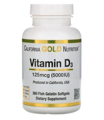 Витамин D3 California Gold Nutrition 125 мкг (5000 МО)(Р¤РѕС‚Рѕ 1)