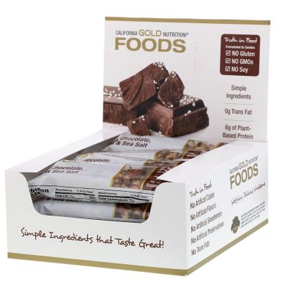 Батончик-мюсли California Gold Nutrition Foods с черным шоколадом, орехами и морской солью (40 г)(Р¤РѕС‚Рѕ 1)