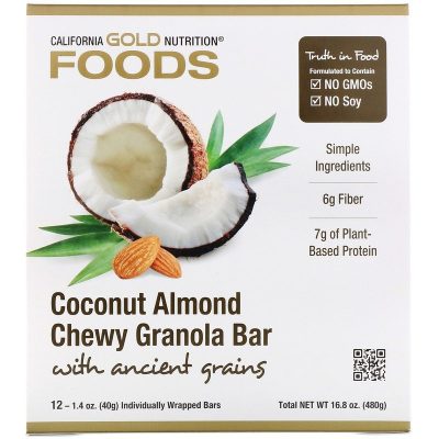 Батончик-мюсли California Gold Nutrition Foods с кокосом и миндалем (40 г)(Р¤РѕС‚Рѕ 2)
