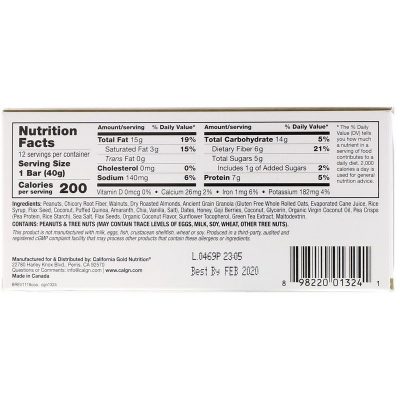 Батончик-мюсли California Gold Nutrition Foods с кокосом и миндалем (40 г)(Р¤РѕС‚Рѕ 3)