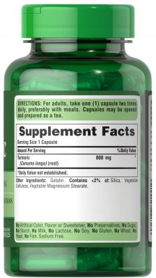 Куркумин Puritan's Pride Turmeric 800 мг (200 капсул) (Р¤РѕС‚Рѕ 2)