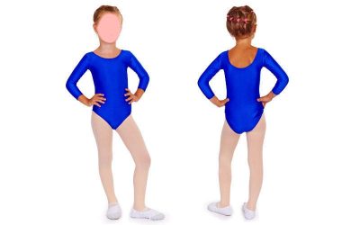 Купальник гимнастический с длинным рукавом Бифлекс синий CO-2473 детский (р-р S-L, 110-140см)(Р¤РѕС‚Рѕ 1)