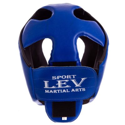 Шлем боксерский открытый Кожзам Лев LV-4293-B Бокс (р-р S-L, синий)(Р¤РѕС‚Рѕ 3)