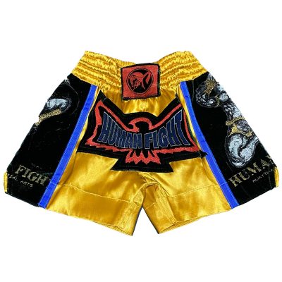 Шорты для тайского бокса Human Fight HF24 детские Золотой/Синий(Р¤РѕС‚Рѕ 1)