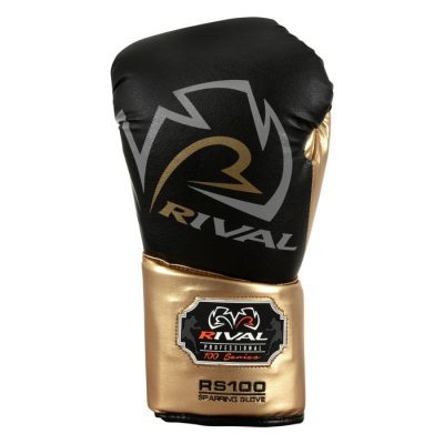 Боксерские перчатки на шнуровке Rival 100 Series Lace Sparring Gloves Black/Gold(Р¤РѕС‚Рѕ 3)