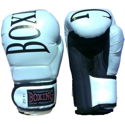 Боксерские перчатки BOXING Кожвинил NEW Белый/Черный(Р¤РѕС‚Рѕ 1)