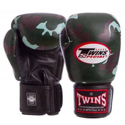 Перчатки боксерские кожаные на липучке TWINS FBGV-JG зеленый камуфляж(Р¤РѕС‚Рѕ 1)
