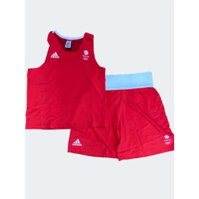 Adidas Форма для занятий боксом Olympic Man GBR (шорты + майка) AD0006105 красная(Р¤РѕС‚Рѕ 1)