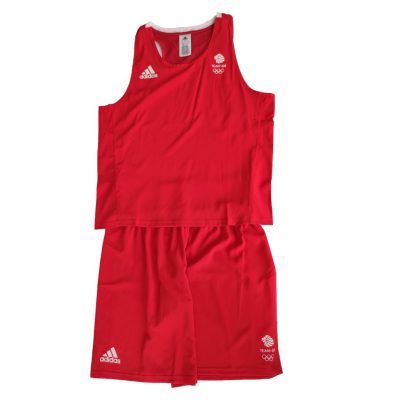 Adidas Форма для занятий боксом Olympic Man GBR (шорты + майка) AD0006105 красная(Р¤РѕС‚Рѕ 5)