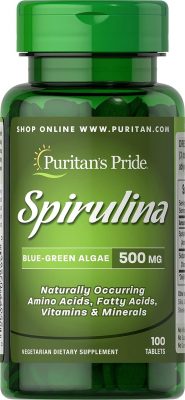 Спирулина Puritan's Pride Spirulina 500mg, 100 таблеток 2860(Р¤РѕС‚Рѕ 1)