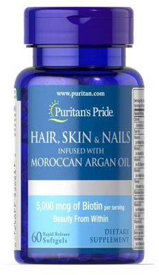 Витамины для волос, кожи, ногтей Puritan’s Pride Moroccan Argan Oil 5000mg Hair, Skin&Nails (60 капсул) 6245(Р¤РѕС‚Рѕ 1)