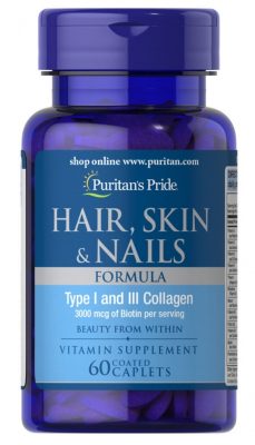 Формула для волос, кожи, ногтей Puritan's Pride Hair, Skin & Nails (60 капсул) 5800(Р¤РѕС‚Рѕ 1)