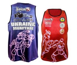 Замовити Майка для соревнований по Тайскому боксу с печатью федерации Украины Dragon DRG-2024