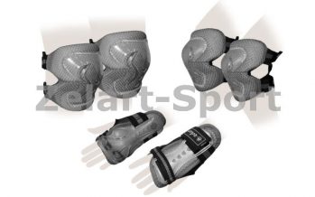 Замовити Защита спорт. наколенники, налокот., перчатки детская ZEL SK-4679GR-M (р-р M-8-12лет, серая)