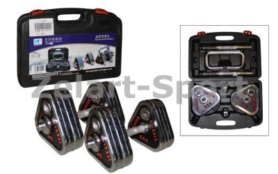 Гантели разборные (2шт) хром. мультифункциональные в пласт. кейсе 20кг SC-80205 (блины треуг.)(Р¤РѕС‚Рѕ 1)