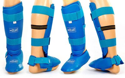 Защита для ног (голень+стопа) разбирающаяся PU ZEL BO-3719-B (р-р S-XL, синий)(Р¤РѕС‚Рѕ 1)