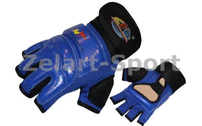 Накладки (перчатки) для таеквондо с фиксатором запястья PU+PL BO-2310-B(M) WTF (р-р M, синий)(Фото 1)