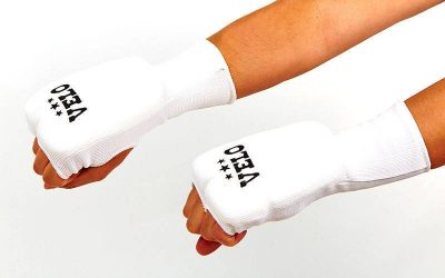 Накладки (перчатки) для карате с удлинен. напул. Х-б+эластан VELO (р-р S-XL, белый) (ULI-10019(A))(Фото 1)