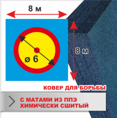КОВЕР ДЛЯ БОРЬБЫ 8Х8 с матами ППЭ химически сшитый (10033101)(Р¤РѕС‚Рѕ 1)