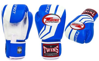 Перчатки боксерские кожаные на липучке TWINS (FBGV-43W-BU)(Р¤РѕС‚Рѕ 1)