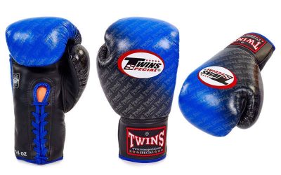 Перчатки боксерские кожаные на шнуровке TWINS FBGLL-TW1-BU(Р¤РѕС‚Рѕ 1)