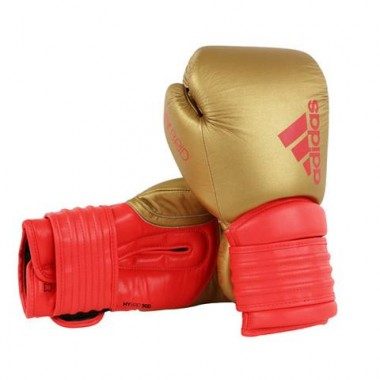 Боксерские перчатки Adidas Hybrid 300. Цвет золотой, красный(Р¤РѕС‚Рѕ 1)