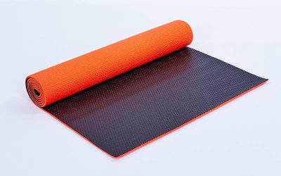Коврик для йоги и фитнеса (Yoga mat) 2-х слойный PVC 6мм FI-5558-4 (1,73м x 0,61м x 6мм, оранж-чер)(Фото 1)