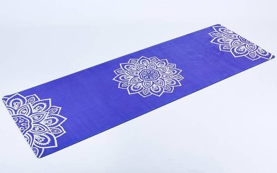 Коврик для йоги и фитнеса (Yoga mat) 2-х слойный замша, каучук 3мм FI-5662-10 (1,83мx0,61мx3мм, син)(Р¤РѕС‚Рѕ 1)