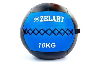 Замовити Мяч медицинский (волбол) WALL BALL FI-5168-10 10кг (PU, наполнитель-метал. гранулы, d-33см, синий)