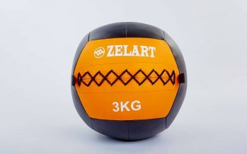 Замовити Мяч медицинский (волбол) WALL BALL FI-5168-3 3кг (PU, наполнитель-метал. гранулы, d-33см, оранжевый)