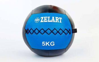 Замовити Мяч медицинский (волбол) WALL BALL FI-5168-5 5кг (PU, наполнитель-метал. гранулы, d-33см, синий)