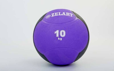 Мяч медицинский (медбол) FI-5121-10 10кг (резина, d-28,5см, фиолетовый-черный)(Р¤РѕС‚Рѕ 1)