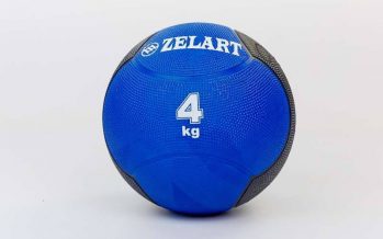 Замовити Мяч медицинский (медбол) FI-5121-4 4кг (резина, d-21,5см, синий-черный)