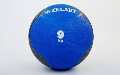 Мяч медицинский (медбол) FI-5121-9 9кг (резина, d-28,5см, синий-черный)(Р¤РѕС‚Рѕ 1)