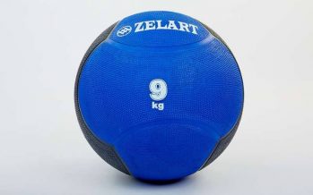 Замовити Мяч медицинский (медбол) FI-5121-9 9кг (резина, d-28,5см, синий-черный)