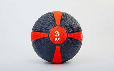 Мяч медицинский (медбол) FI-5122-3 3кг (резина, d-21,5см, черный-красный)(Р¤РѕС‚Рѕ 1)