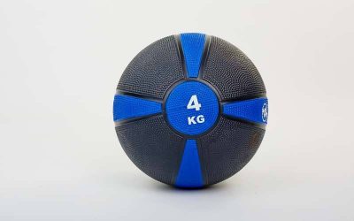 Мяч медицинский (медбол) FI-5122-4 4кг (резина, d-21,5см, черный-синий)(Р¤РѕС‚Рѕ 1)