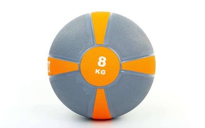 Мяч медицинский (медбол) FI-5122-8 8кг (резина, d-28,5см, серый-оранжевый)(Р¤РѕС‚Рѕ 1)